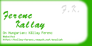 ferenc kallay business card