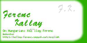 ferenc kallay business card